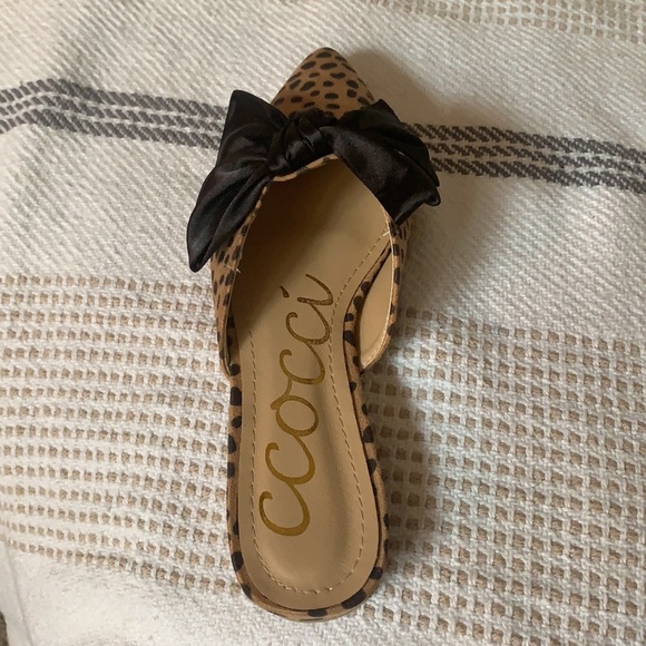 Ccocci cheetah mules bow shoe tan black faux suede - Picture 5 of 5